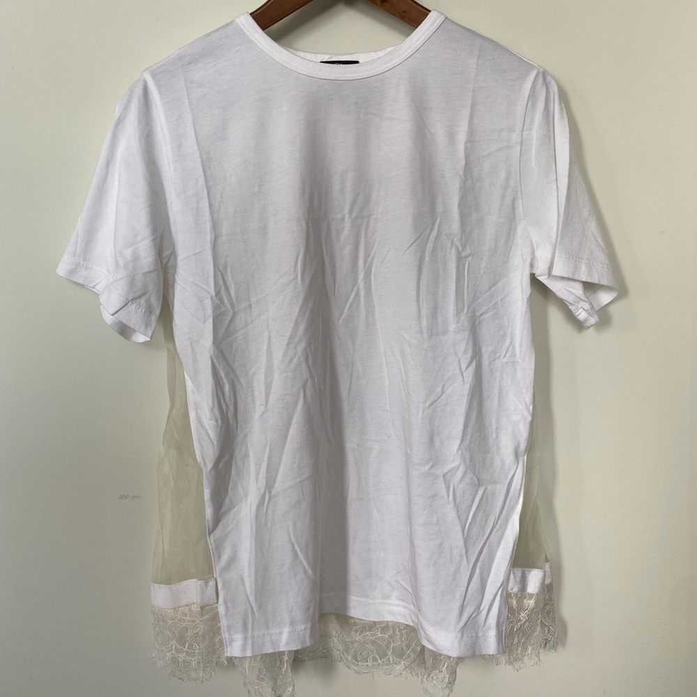 COPY - Clu lace pleats detail back top in white.